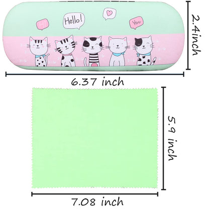 ADBGV 3Pcs Cute Cartoon Hard Shell Eyeglasses Cases Protective Case with Glasses Cloth Storage Box Eyewear Retainer Holder for Girl Teen