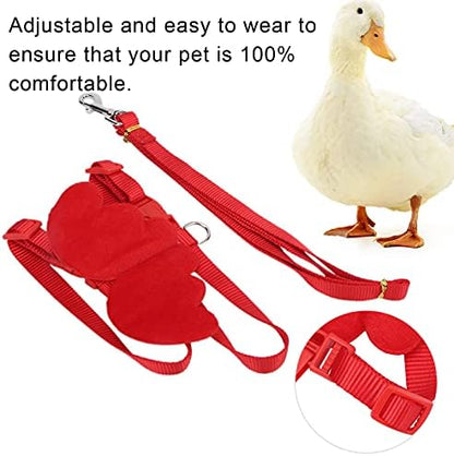 Duck Harness, Adjustable Chicken Walking Harness Breathable Pet Vest for Duck Chicken Hen Training Walking Basic Leashes [Red S]
