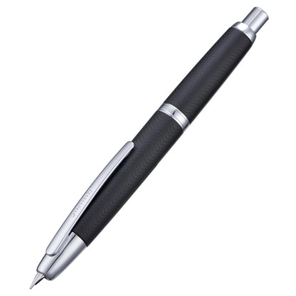 Jinhao 10 Press Fountain Pen with Box, Wavy Matt Black Chromium Retractable Extra Fine Nib with Ink Converter Set (Silver Clip)