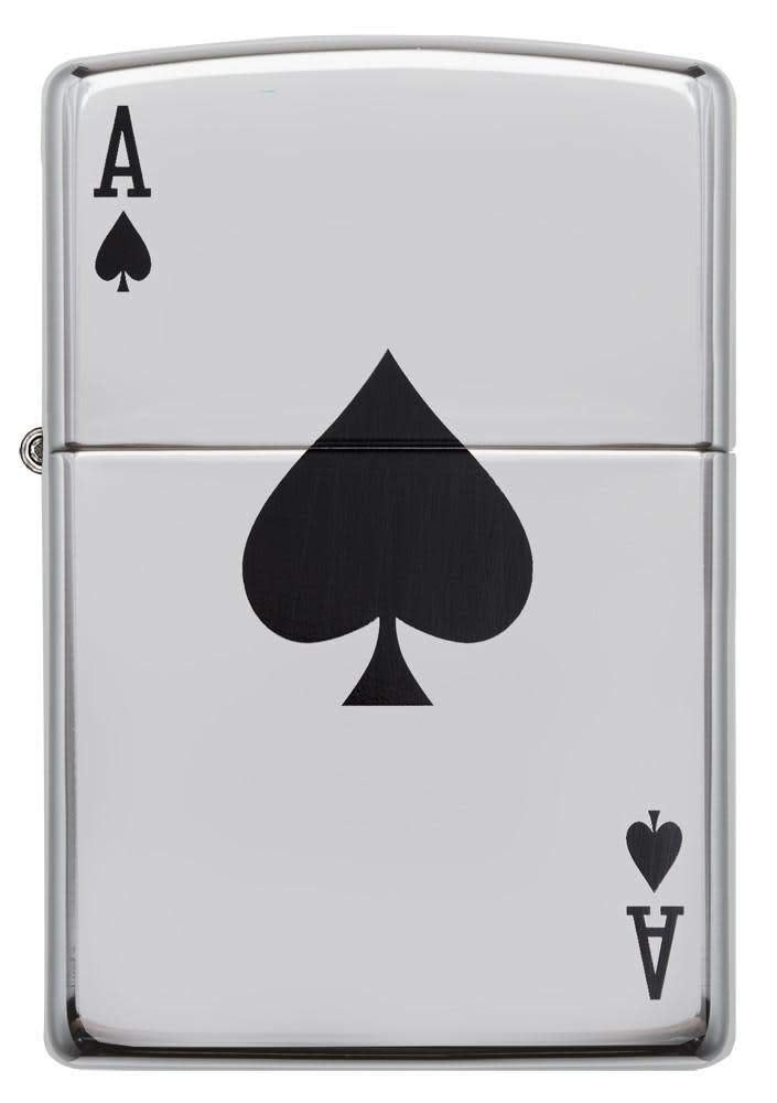 Zippo 24011 Ace of Spades Pocket Lighter, High Polish Chrome