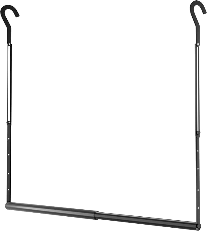 OPKING Hanging Closet Rod Extenders Adjustable Width & Height Space-Saving, 1Pack Black