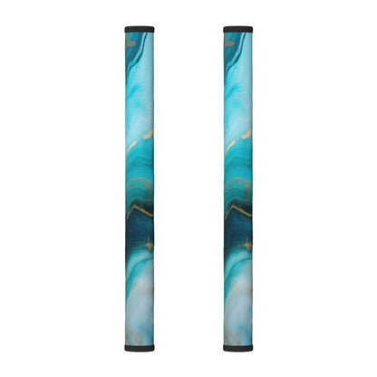 Edafol Teal Turquoise Liquid Marble 2 Pcs Refrigerator Door Handle Covers Set of 2 Non Slip Kitchen Appliance Fridge Handle Cover Oven Microwave Dishwasher Handle Dust Covers Protector