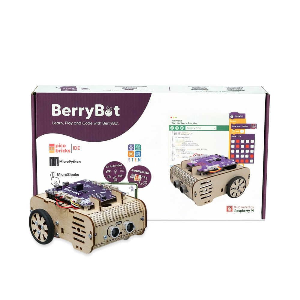 BerryBot – Programmable Robot Kit with Raspberry Pi RP2040 | STEM Learning, Graphical Coding, Easy Assembly, Obstacle Avoidance, Line and Light Tracking, Sumo Battle Modes, Scratch Robot