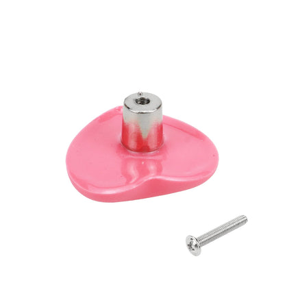 LC LICTOP 1.54 Inch Pink Heart Soft Rubber Drawer Knobs 6pcs, Warm Style Cabinet Knobs for Cabinets, Cute Drawer Pulls Handles with Screws for Dresser Wardrobe Closet