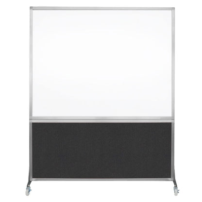 DivideWrite Mobile Whiteboard | Double Sided Dry Erase Board | Portable Office Cubicle Partition | Display for Classrooms, Conference Rooms, Meeting Areas and More | Black Fabric 5' Wide X 6' Tall