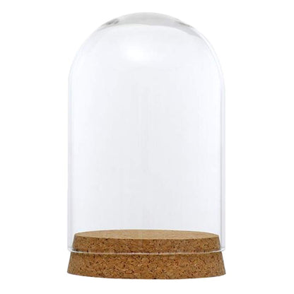 FLAMEER 10Pieces 8x12cm Clear Glass Dome Cover Cloche Bell Jar Succulent Terrariums w/Wooden Cork Base Home Study Room Decor
