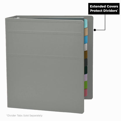 Carstens 2-Inch Heavy Duty 3-Ring Binder - Side Opening, Ash Gray, Durable Plastic, Precision No-Gap Rings, Waterproof Cover, No Pockets, Holds 300 Letter-Sized Sheets, BPA-Free, Made in USA (2822-3R)