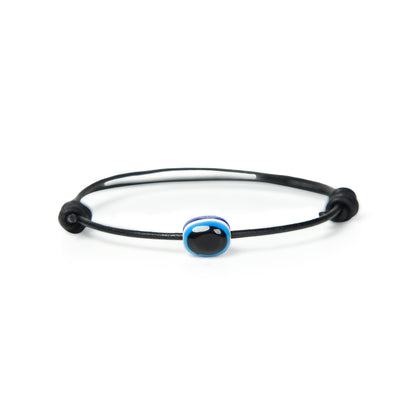 GENIQUE Leather String Evil Eye Bracelets, adjustable protection bracelets for women, men, string bracelets amulet (Evil Eye Black)