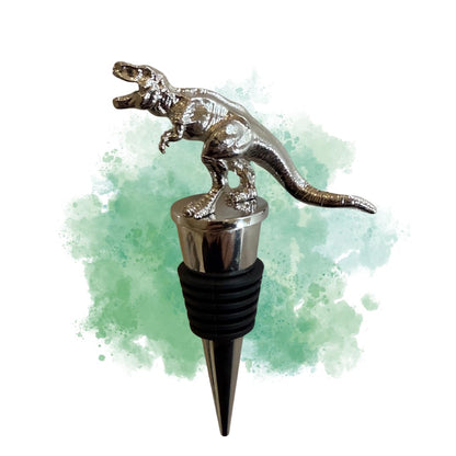T-Rex Prehistoric Bottle Stopper Sculpture, Tyrannosaurus Rex Chrome Finished Metal Barware Accessory, Dinosaur Gift Adult, Novelty Wine sealer Jurassic Park Gifts for Dino Collectors & Enthusiasts
