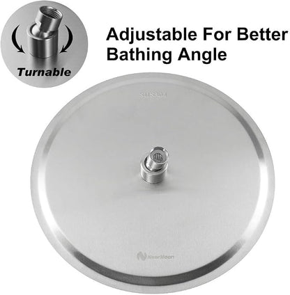 NearMoon Rain Shower Head, Ultra-Thin Design-Pressure Boosting, Awesome Some Experience, High Flow Stainless Steel Rainfall Head (12 Inch, Brushed Nickel)