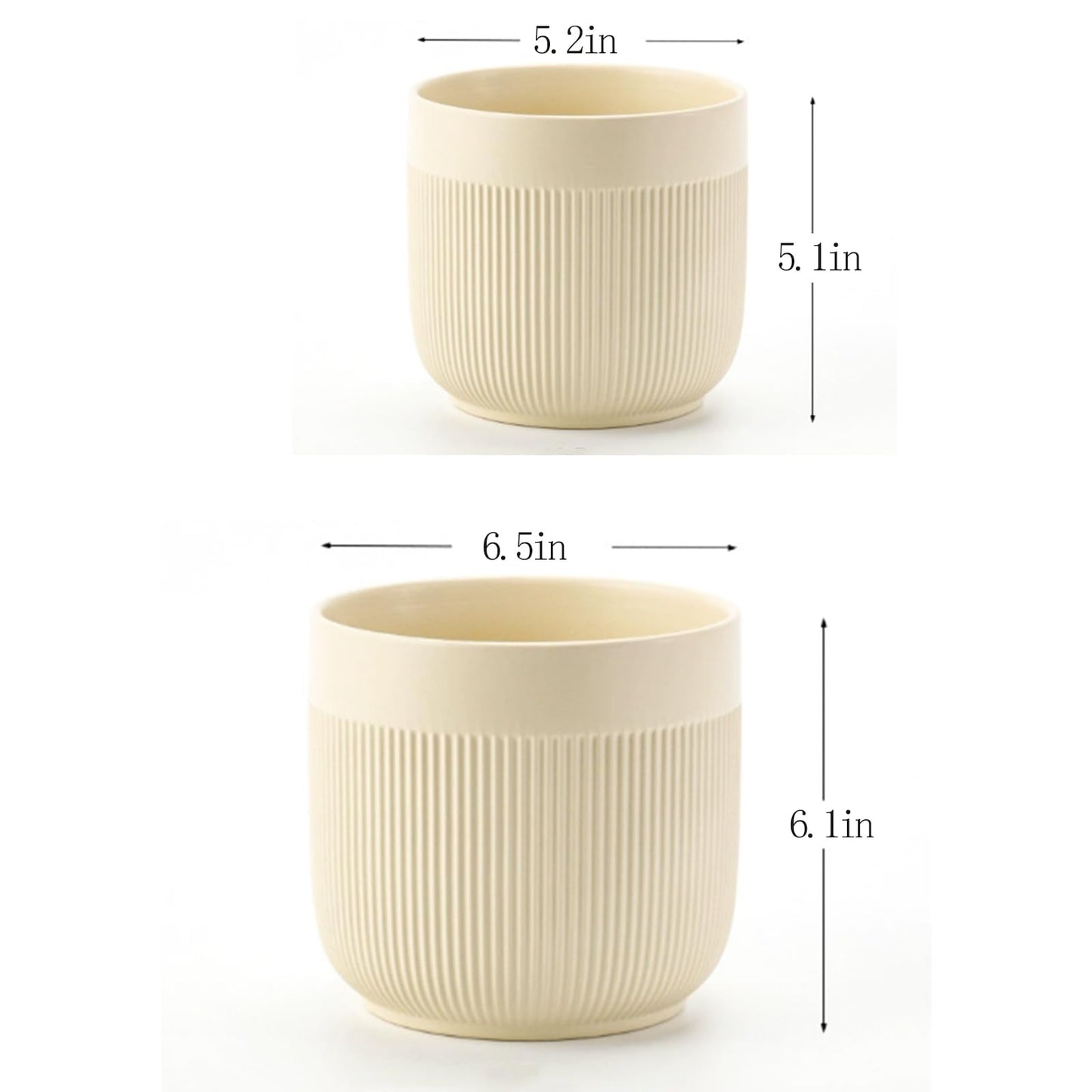 Puoyikt Ceramic 5.2+6.5 inch Planters, Modern Home and Office Flowerpot, Indoor and Outdoor Flowerpot with Drainage Hole (Yellow)