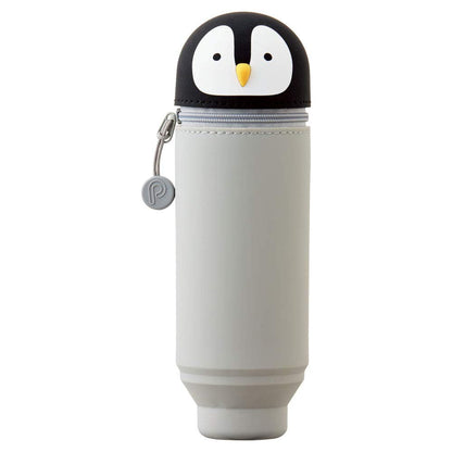 LIHIT LAB Kawaii Japanese Penguin Stand Up Pencil Case For School Office College, Cute School Supplies, Animal Pen Holder Pencil Pouch Holder Girls, Artist Pencil Case, Penguin (A7712-10)
