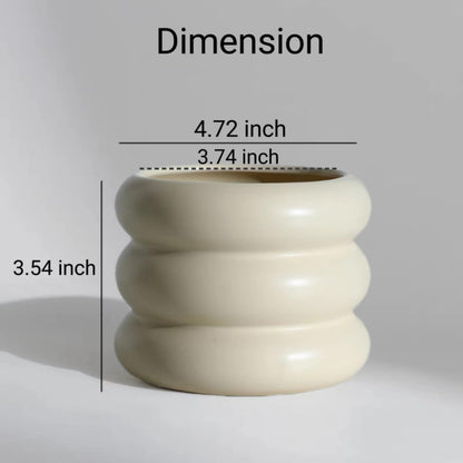 SANDYBAYTAS Ceramic Plant Pot Indoor, 4.5 Inch Flower Pot with Drainage Hole, Small Bubble Design Ceramic Planter for Home & Office Decor (Beige)