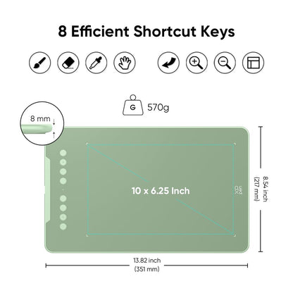 XPPen Deco 01 V3 10x6 Drawing Tablet | 16K Pressure Pen | Battery-Free Stylus | 8 Hotkeys | for OSU Gaming & Teaching | PC/Mac/Android/ChromeOS Compatible | Green