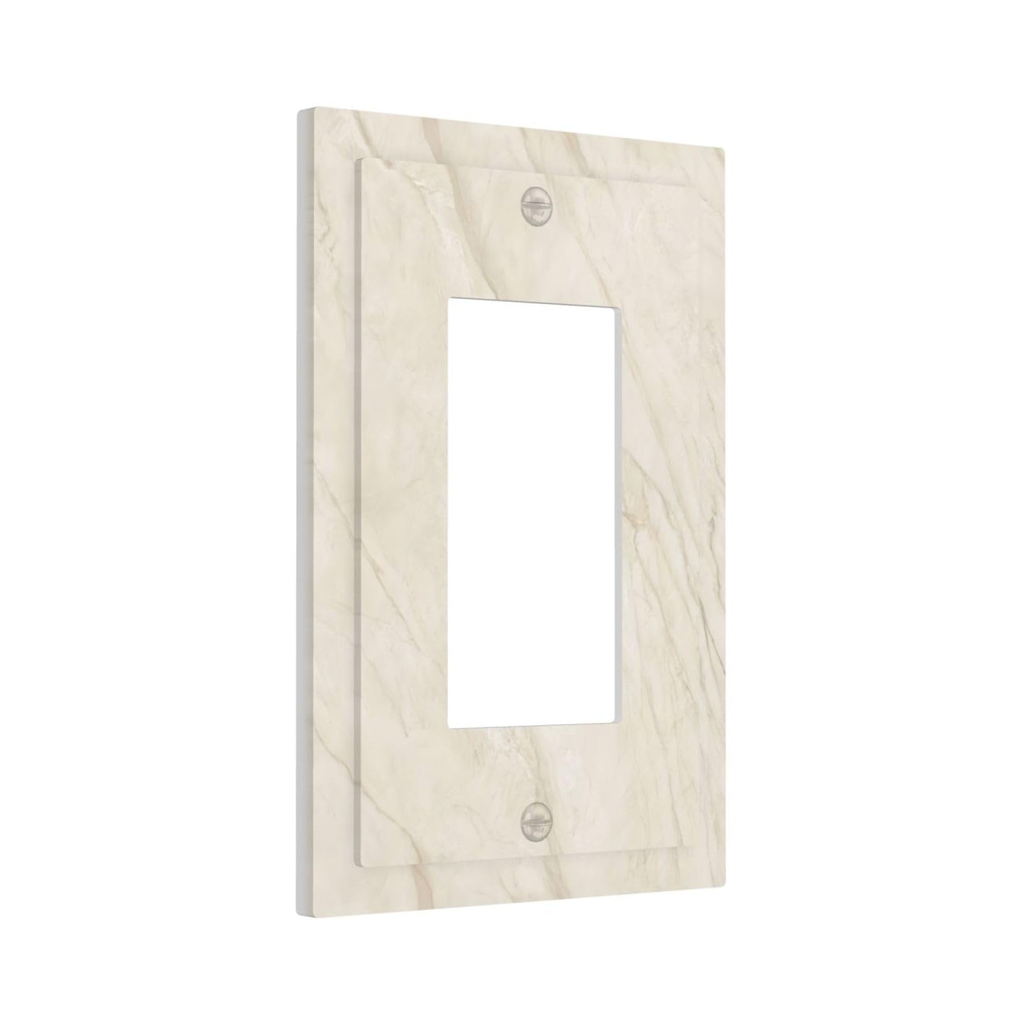 White Taupe Marble Abstract Luxury Decorative Outlet Covers 1 Gang Single Rocker Light Switch Cover Plate Wall Plates GFCI Faceplate for Bathroom Kitchen Home Decor