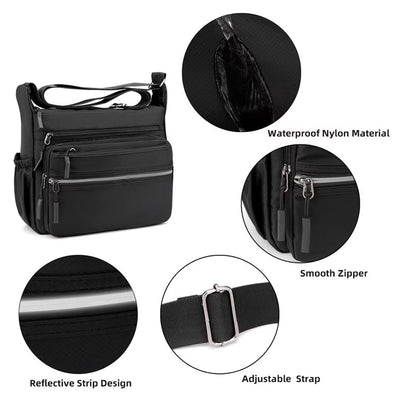 Mudono Messenger Bag for Men Nylon Waterproof Shoulder Bag Large Multi-pocket Crossbody Bag Daily Travel Work Bag Lightweight Satchel
