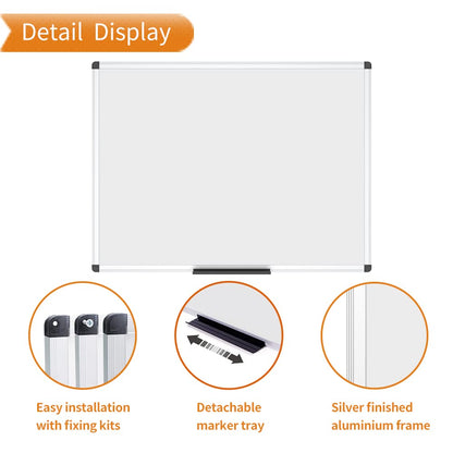 VIZ-PRO Porcelain Magnetic Dry-erase Whiteboard, 48 X 36 Inches, Silver Aluminiuim Frame