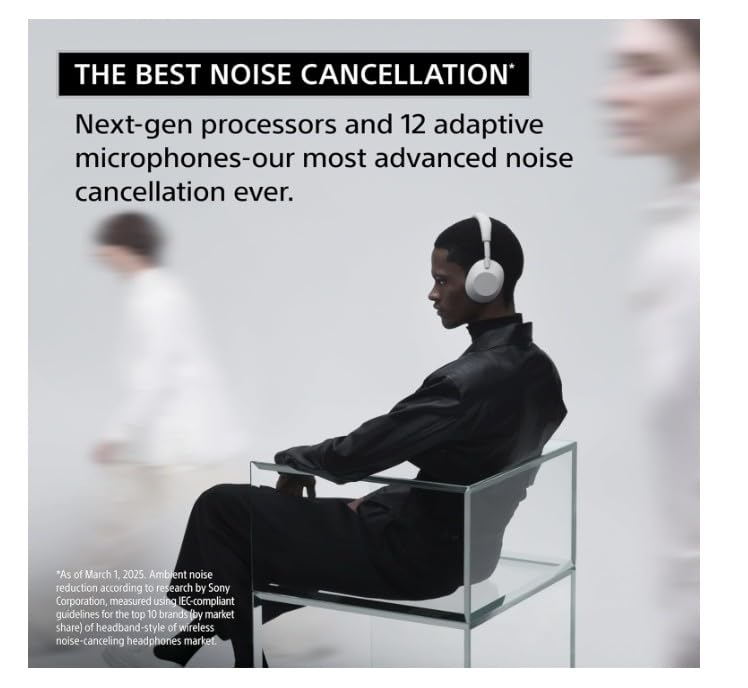 Sony WH-1000XM6 Flagship Noise Cancelling Over-Ear Wireless Bluetooth Headphones, Signature High-Definition Sound, Superior Comfort, Foldable Design, Durable Case, 30 HR Battery, iOS and Android