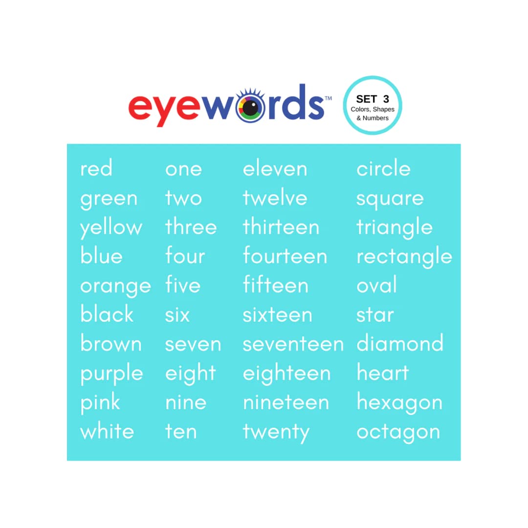 Eyewords - Multisensory Colors, Shapes & Numbers Teaching Cards - Visual, Auditory & Kinesthetic Approach