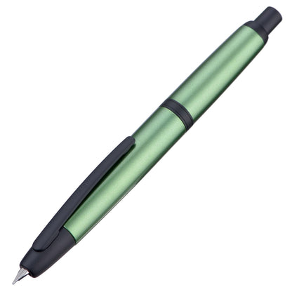 Jinhao 10 Press Fountain Pen with Box, Sea Pine Green Retractable Extra Fine Nib with Ink Converter Set (Black Clip)