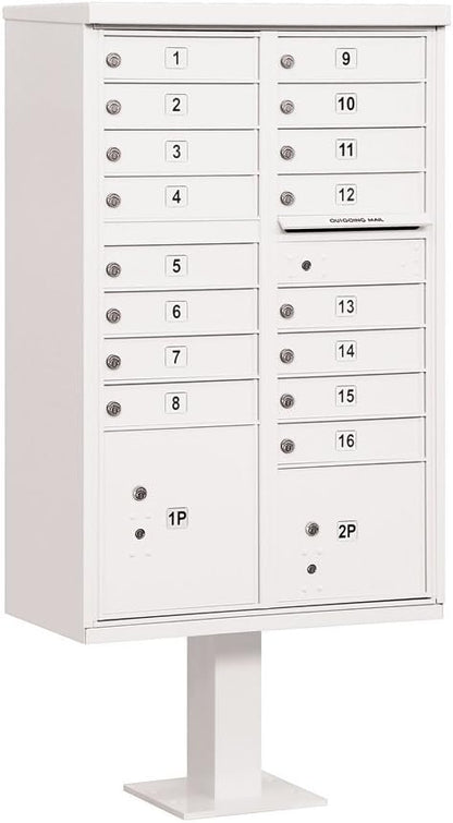 Salsbury Industries 3316WHT-U 16 A Size Doors, Type III Cluster Box Unit, White, for use with USPS Lock