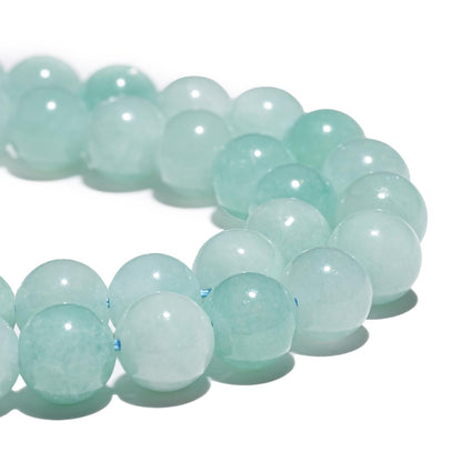 10mm Natural Cyan Angelite Gemstone Beads Polished Round Smooth Stone Beads for Bracelets Jewelry Making 15inch Loose Beads