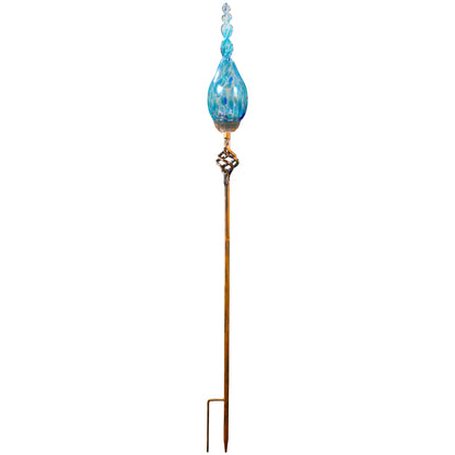 Naboher Solar Garden Lights Outdoor, Decorative LED Flame Garden Stakes, Hand Blown Glass and Outdoor Waterproof Glass Stakes (Light Blue)