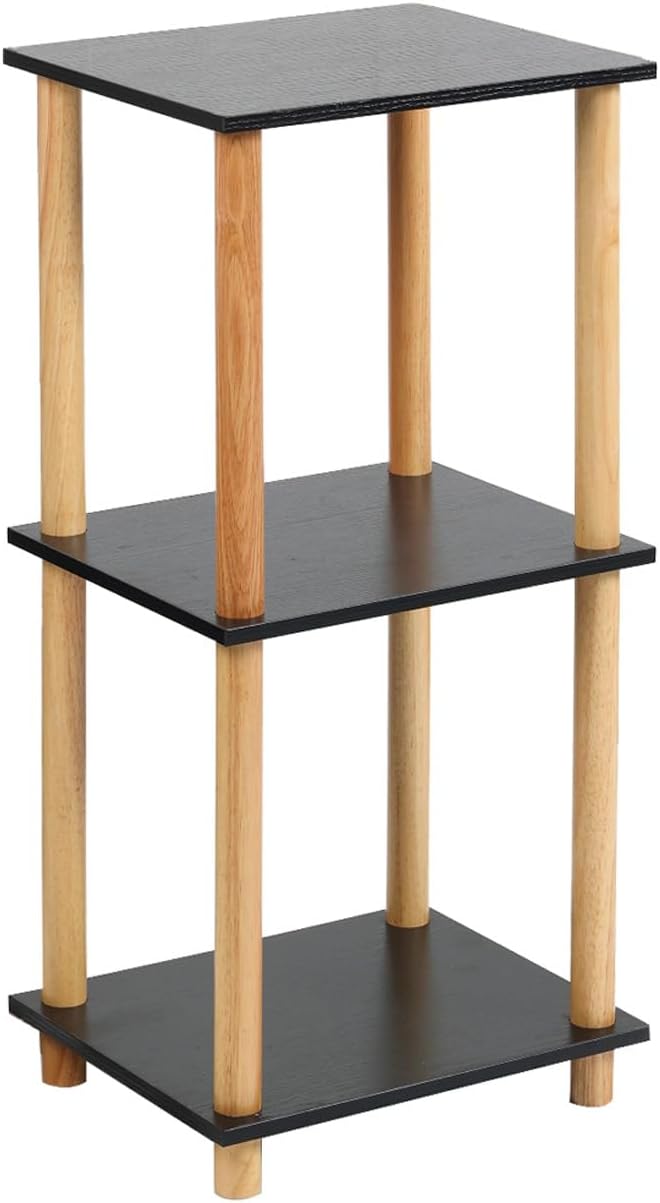 Haeterna 3-Tier Black Bookshelf, Wooden Bookcase with Open Shelves, for Small Spaces,Living Room Bedroom Office,No-Tool Assembly,11.8" D x 14.1" W x 31.5" H inches.