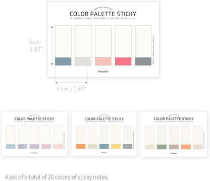 Monolike Color Palette Sticky Index 500 Set 4P - Self-Adhesive Memo Pad 30 Sheets
