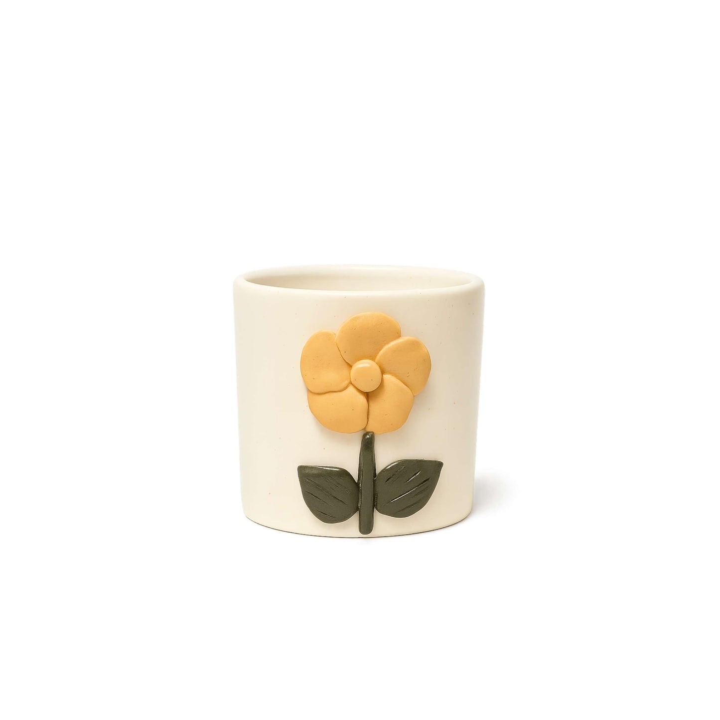 CERAMIQA Ceramic Succulent Planter Pot with Drainage Hole, Small 3 Inch Indoor Plant Pot, Cute 3D Floral Design, Mini Round Flower Pot for Cactus & Herbs, Decorative Planter for Home Office Desk