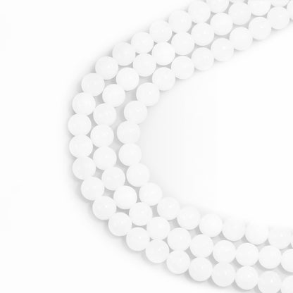 6mm Natural Gemstone Round White Jade Loose Beads for Jewelry Making Bracelets Necklace Earrings Art Craft (60-62pcs/strand)