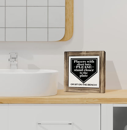 Funny Bathroom Signs, Players With Short Bats Bathroom Decor Sign, Farmhouse Toilet Decoration, Toilet shelf decoration, Wood Desk Decorative Sign