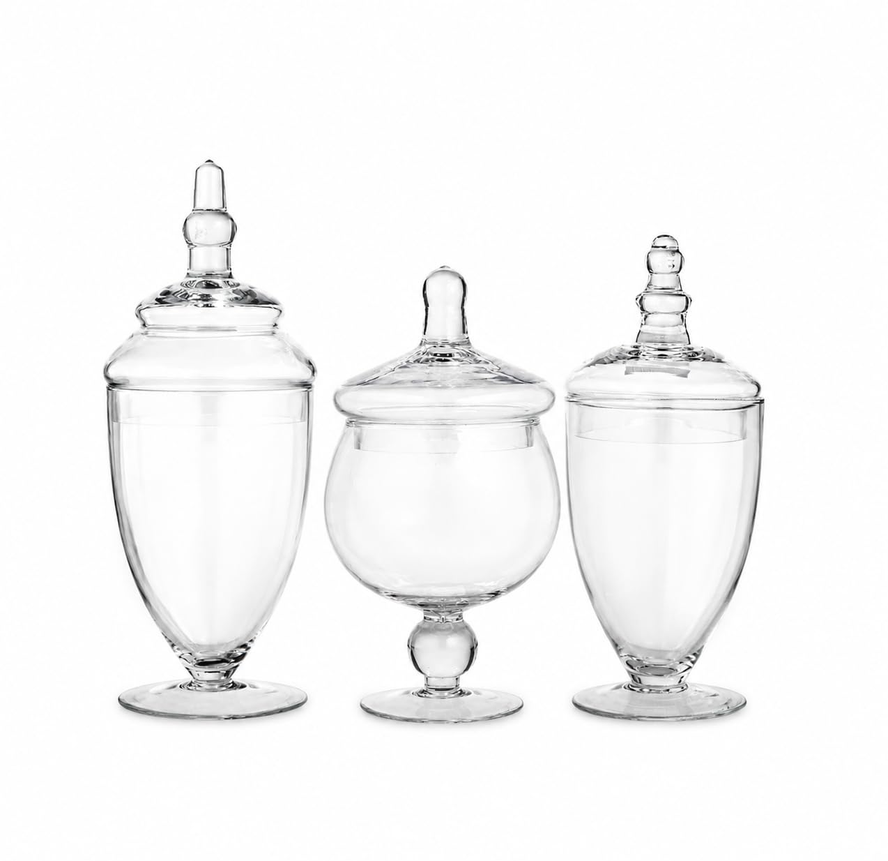 Small Apothecary Jars with Lids Set of 3, Home Essentials & Beyond, for Candy Buffet, Glass decor, Laundry Room, Potpourri, DIY Crafts and Bathroom Jars