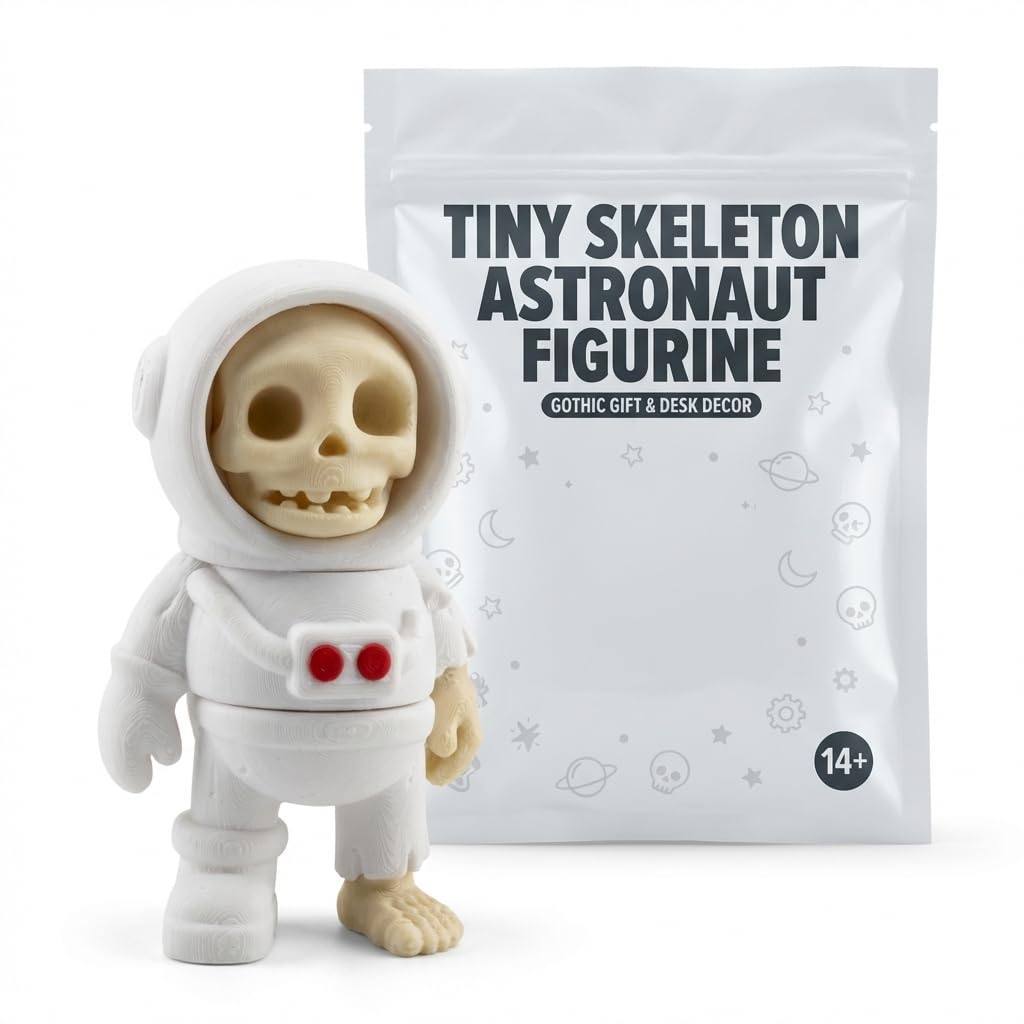 Skeleton Astronaut Collectible Figurine - Detailed Space-Themed Desk Decor for Unique Gift or Shelf Display - 3D Printed in Canada