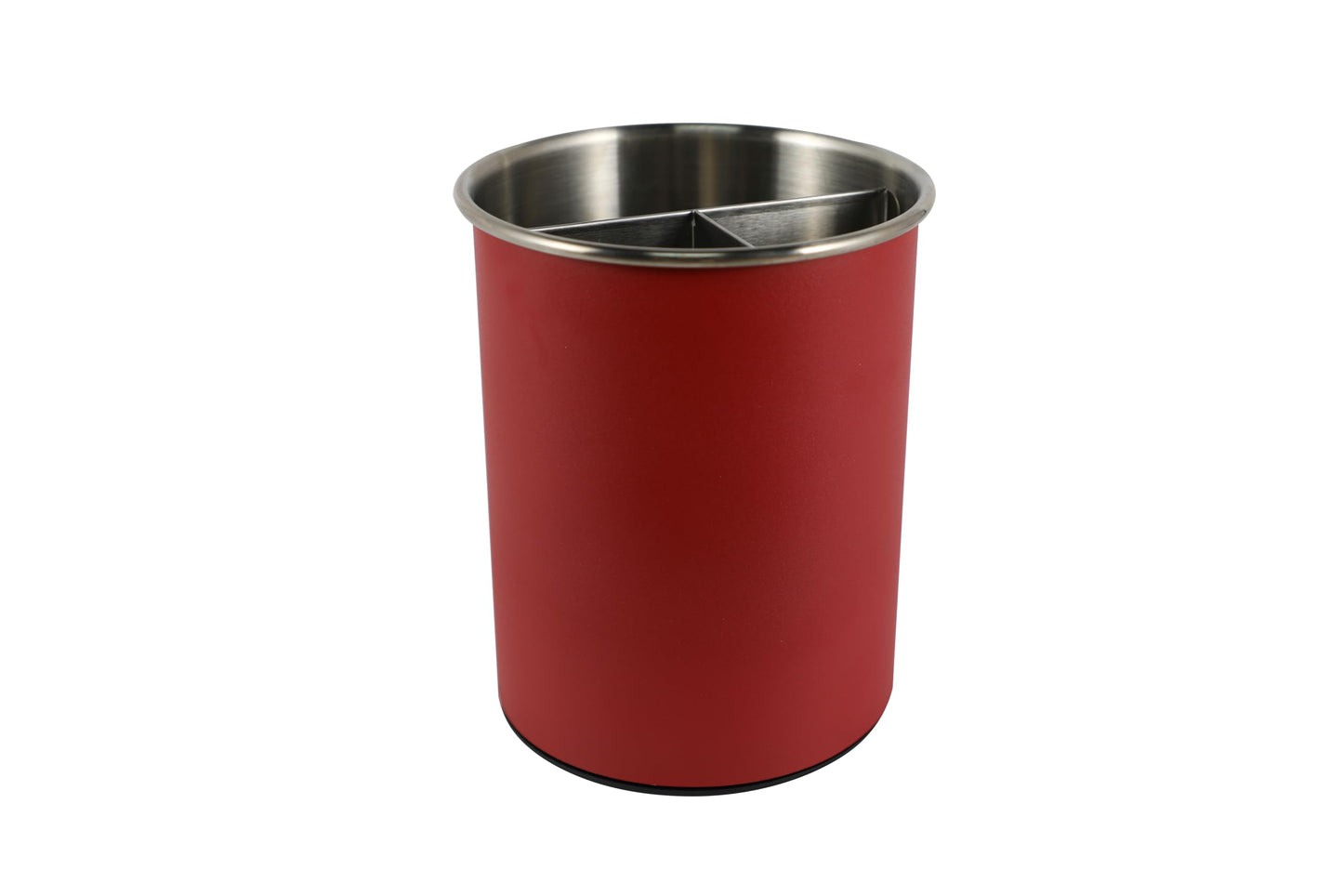 TENGINE Stainless Utensil Holder 360° Rotating 6.5X5.25 Inch Utensil Crocks for Kitchen Counter with Removable Divider Red