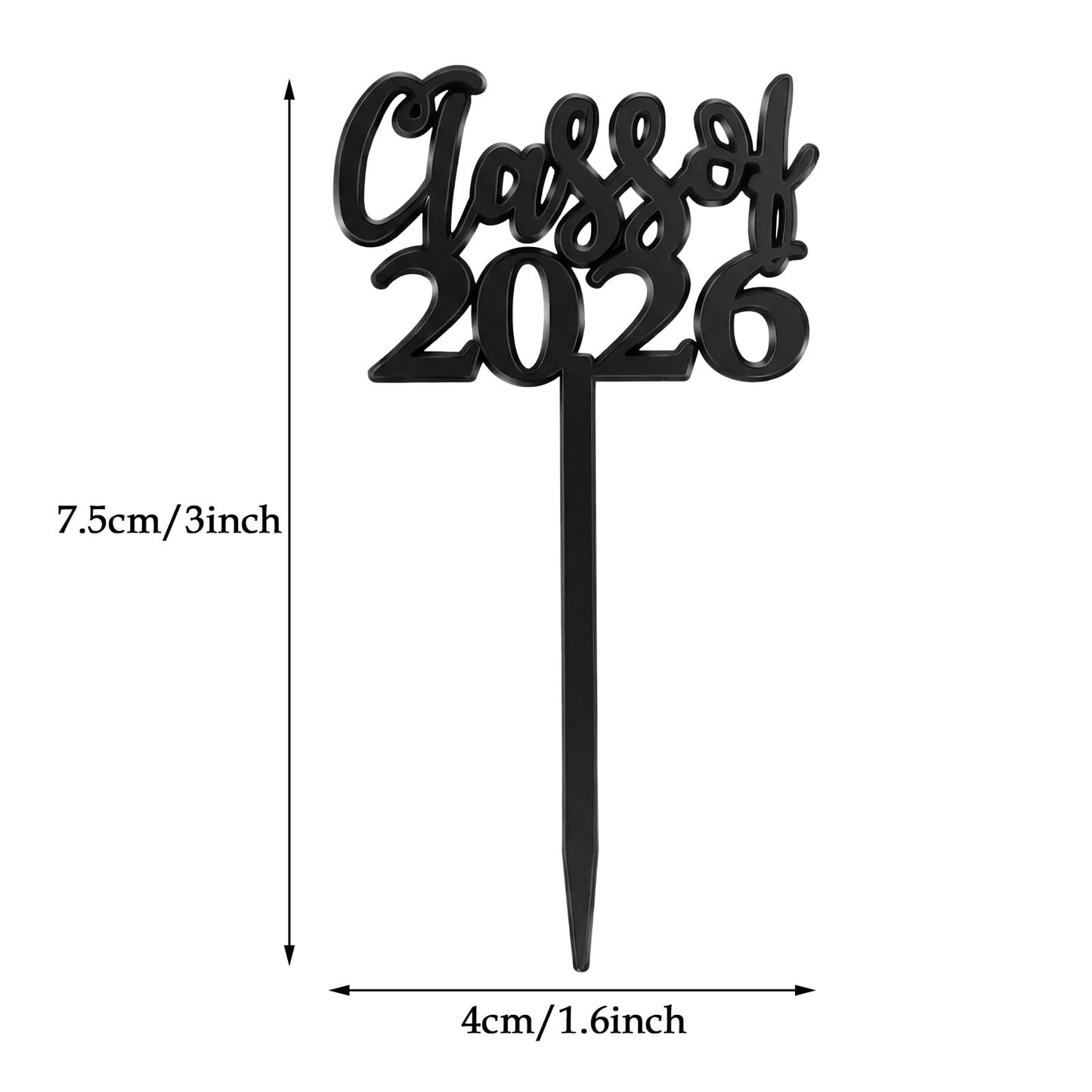 Boao 100 Pieces Class of 2026 Cupcake Toppers Plastic Graduation Cake Picks Graduation Decorations Grad Party Supplies(Black)