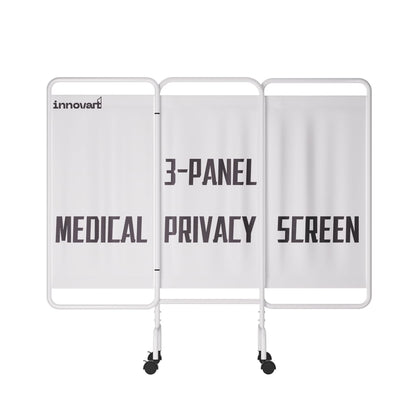 INNOVART 3-Panel Mobile Medical Privacy Screen Room Divider with Wheels, Foldable Flame Retardant Vinyl Room Divider Panels Easy for Storage, Portable Partition Dividers for Hospitals, Clinics, Salons
