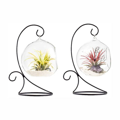 Ornament Display Stand Set of 2 Metal Stand Flower Pot Holder Rack for Hanging Glass Globe Air Plant Terrarium, Lantern, Witch Ball Wedding Decoration