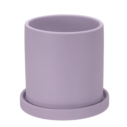 PATIKIL 5 Inch Ceramic Plant Pots, Modern Flower Planters with Drainage Holes and Tray for Decorate Home Indoor Plants Succulent Herb, Purple