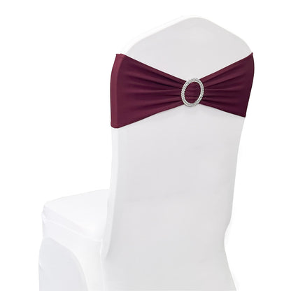 Maiangel Spandex Chair Sashes Bands, Burgundy, 50PCS