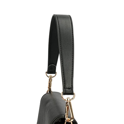 Flat Grain Leather Replacement Straps for Handbags Purse Straps Replacement Crossbody Gold Clasps Women Purse Making 14.17"(36CM) Long Black
