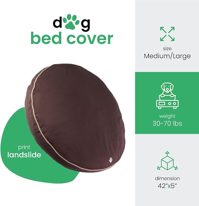 Molly Mutt Dog Bed Cover - Landslide Print - Measures 42” x 5’’ - 100% Cotton - Durable - Breathable - Sustainable - Machine Washable Dog Bed Cover