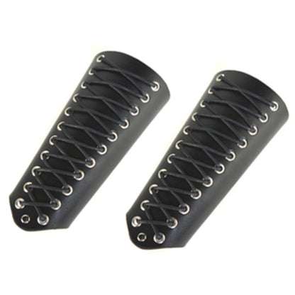 HZMAN 2 Pack Unisex Faux Back Leather Gauntlet Wristband Wide Bracer Arm Armor Cuff (Black 2Pcs)