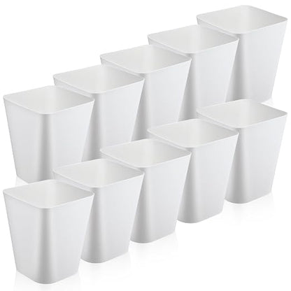 Amyhill 10 Pcs Small Trash Can 2 Gallon Plastic Garbage Can Small Waste Basket for Bathroom Office Kitchen Living Room Bedroom Home Under Desk (White)