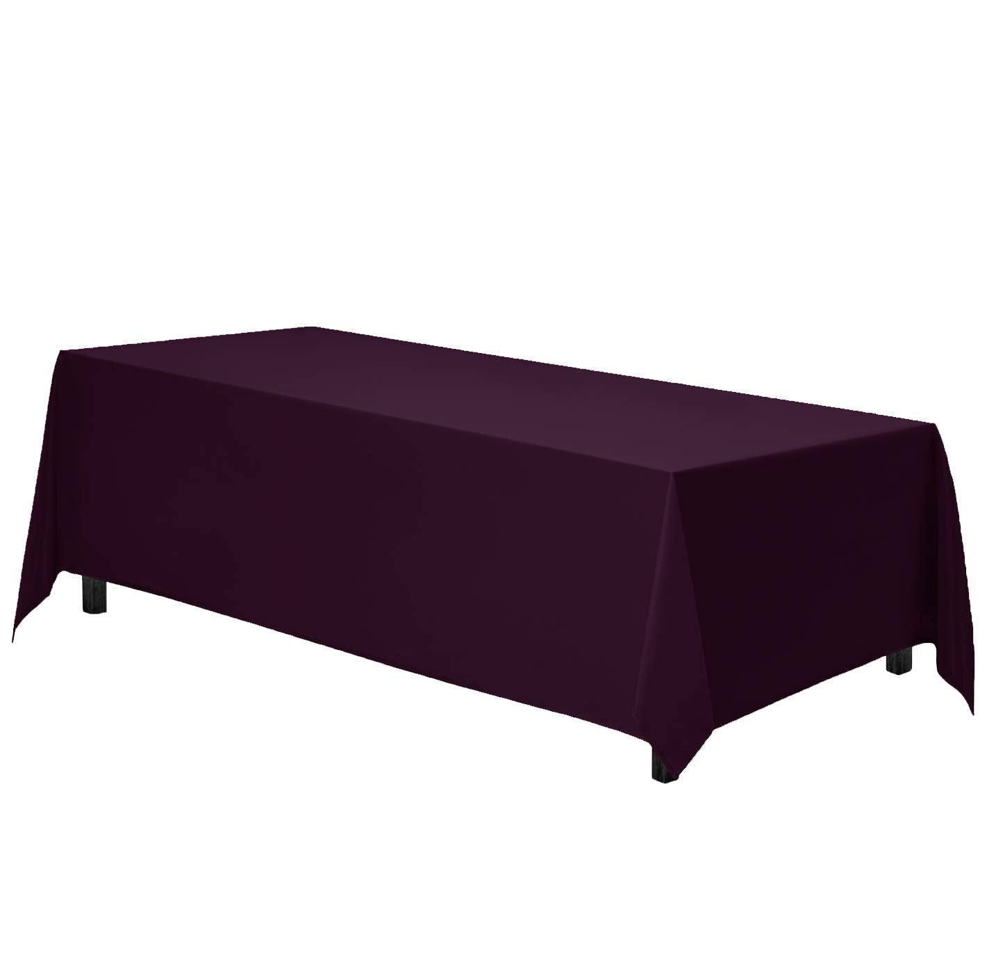Gee Di Moda Rectangle Tablecloth - 70 x 120 Inch Eggplant Table Cloth for 6 or 8 Foot Rectangle Tables - Heavy Duty Washable Fabric - for Holiday Party, Dinner, Weddings, Baby Shower & Events