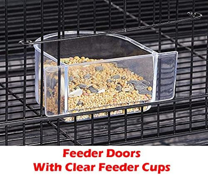 55" X-Large 3/8-Inch Tight Bar Spacing Multiple Flight Bird for Small Size Aviary Budgie Canary Finch Breeding Cage with Removable Rolling Stand