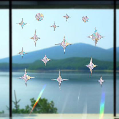 60 Pieces Static Window Clings Anti Collision Window Decals for Bird Strikes, Glass Door Window Stickers, Stop Birds Flying into Windows, Star Style
