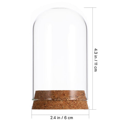 5pcs Cloche Glass Dome Wedding Favor Glass Dome Jars Bottles with Cork Stoppers Display with Cork Base for Party Favors, Arts and Small Projects