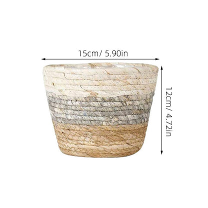 UKCOCO 2Pcs Multi Purpose Woven Flower Seagrass Plant Pots for Decor Delicate Floral Planters for Balcony Garden
