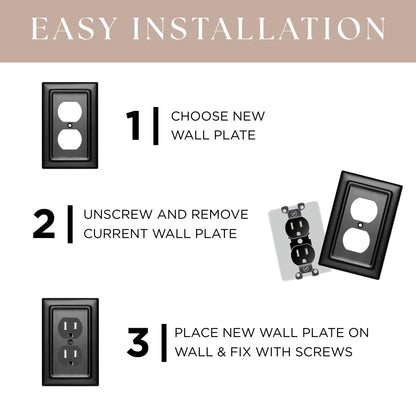 Monarch Abode Rocker Light Switch Cover Plate – 1-Gang Matte Black Decorator Wall Plates, Architectural Decorative Outlet Covers Wall Plates for Receptacle, GFCI Electric Outlet Cover, Pack of 2
